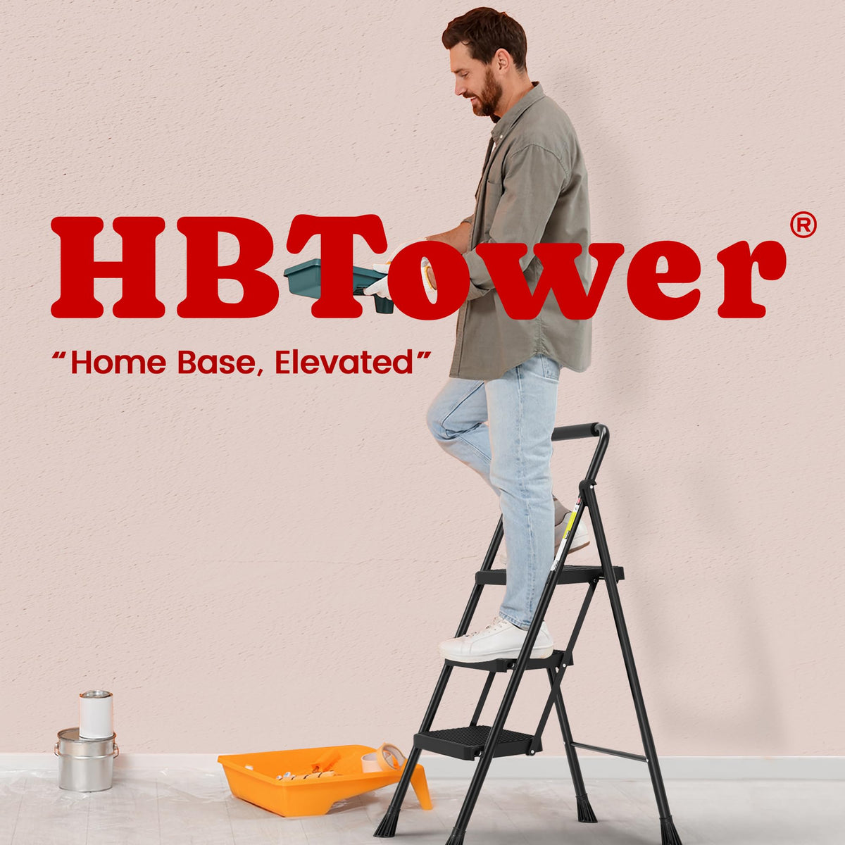 Folding Step Ladder with Anti-Slip Pedal F408