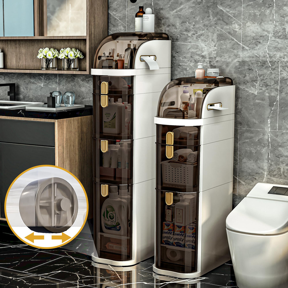 Slim Bathroom Storage Cabinet with Drawers S7895