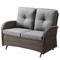 Brown 2 Seater Wicker Outdoor Glider Bench B923