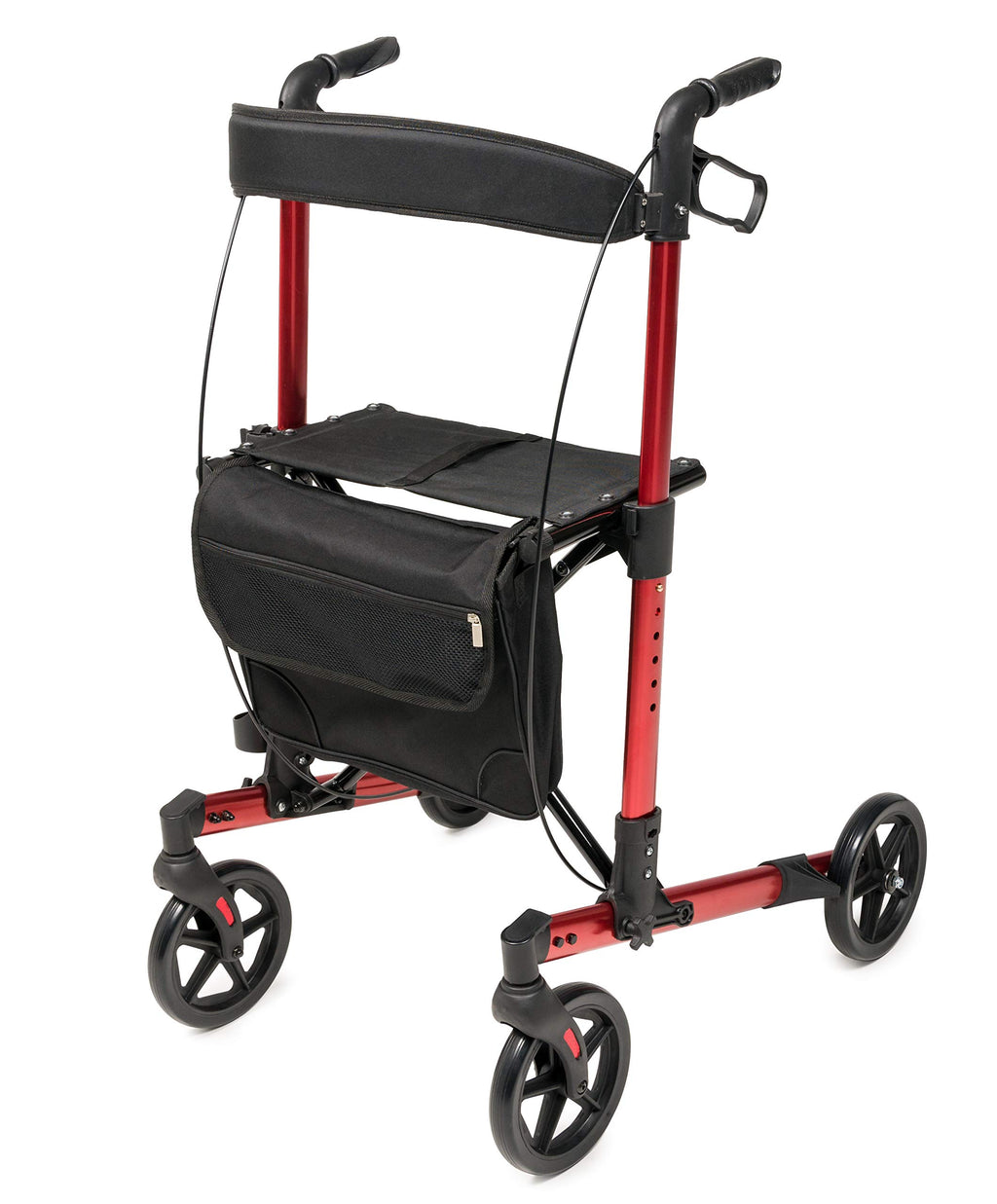 Tall Rollator Walker with Seat 8” Wheels Apple Red B94478