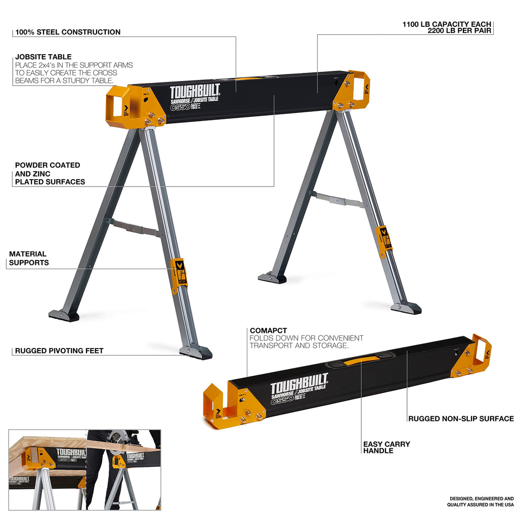 Folding Sawhorse & Jobsite Table 2-Pack U983796