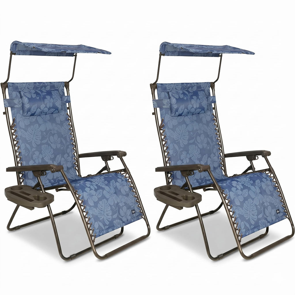 Blue Set of 2 Zero Gravity Outdoor Lounge Chair Y505