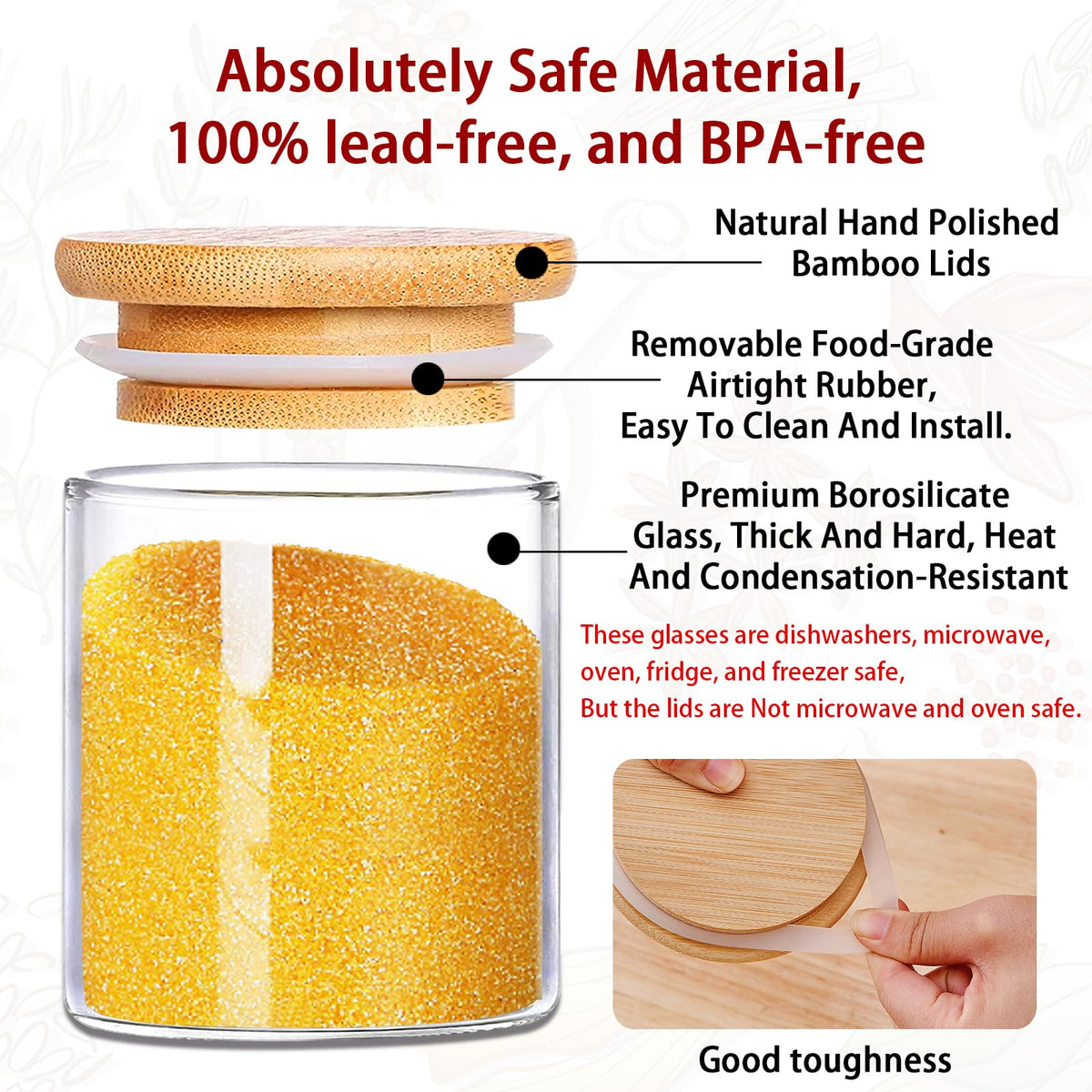 16 oz Glass Food Storage Jars with Bamboo Lids R87600