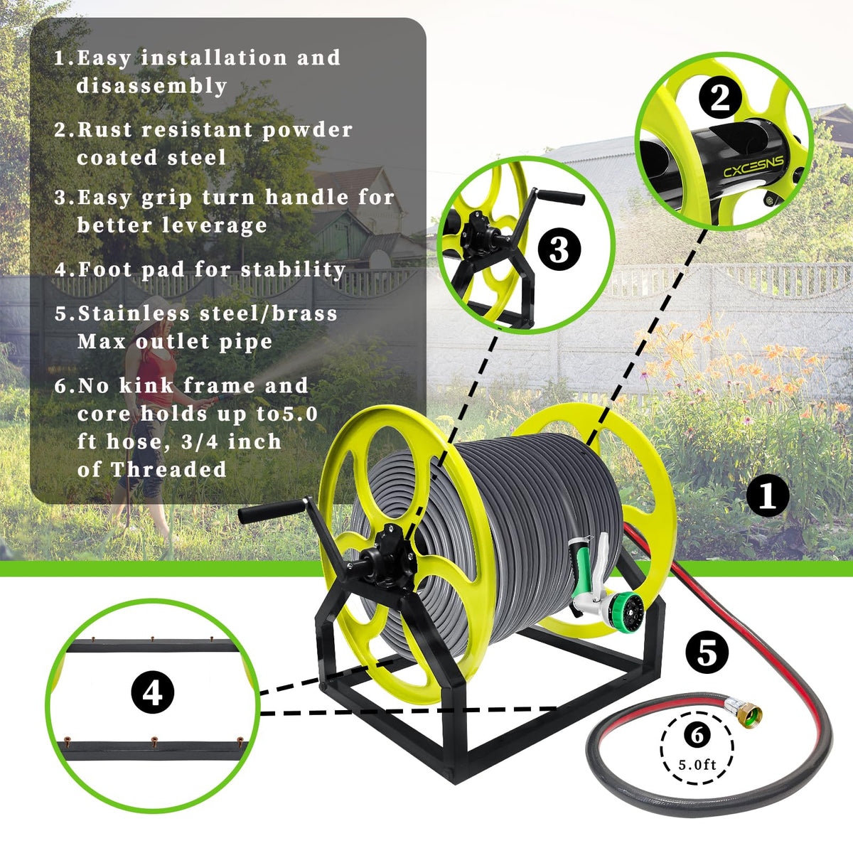 400FT Wall/Floor Mount Garden Hose Reel with Crank R181064