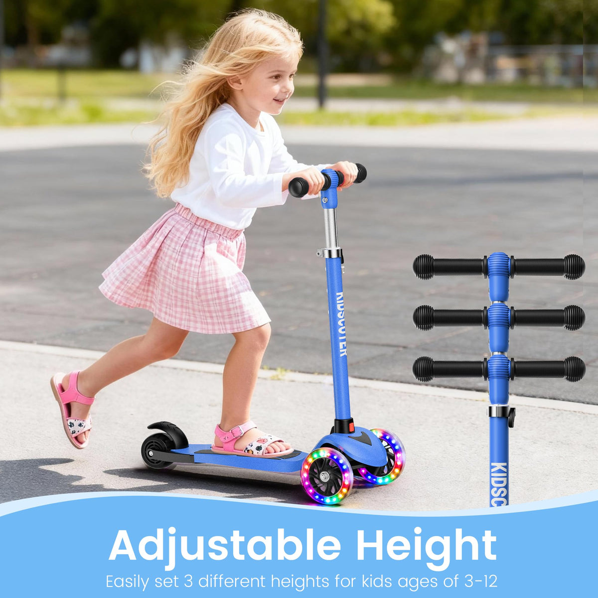 Multicolor 3 Wheel Kids Scooter with LED Light-Up Wheels W558