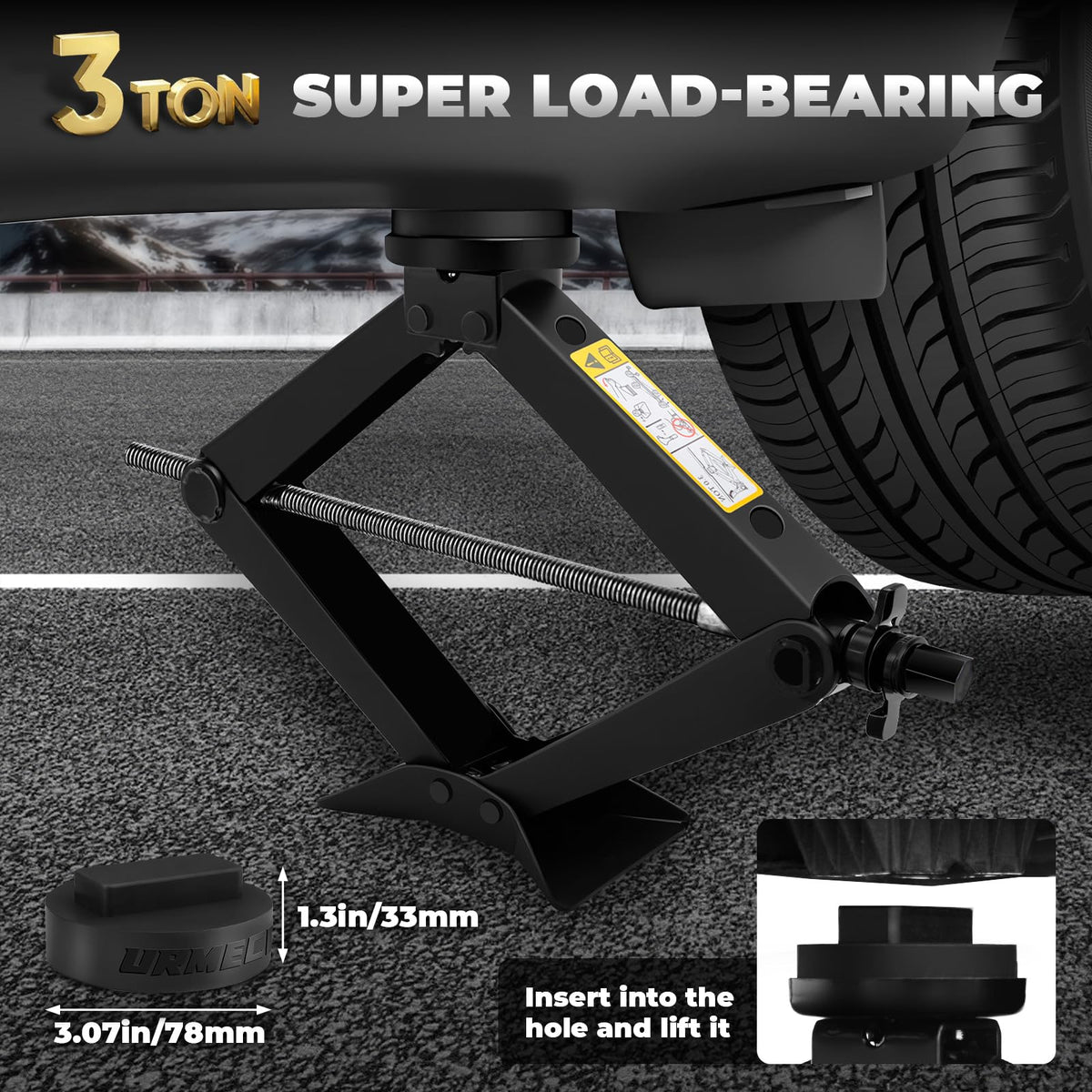 3-Ton Scissor Jack Kit with Rubber Jack Pads V44884