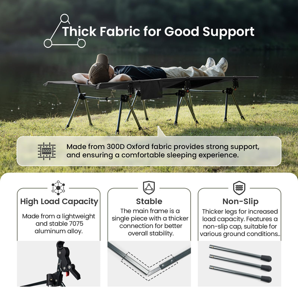 Height Adjustable Folding Camping Cot H8708