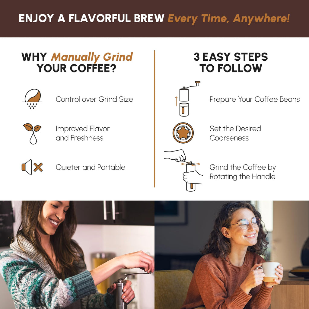 Manual Stainless Steel Conical Burr Coffee Grinder B1025