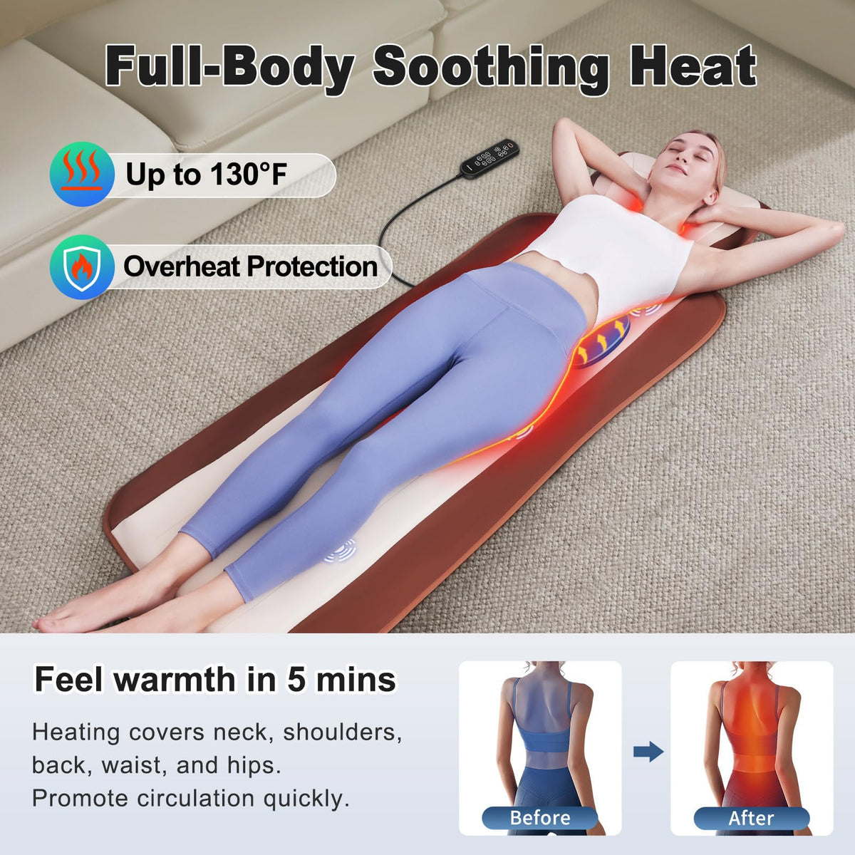 Full Body Massage Mat with 3 Heating Zones G900496