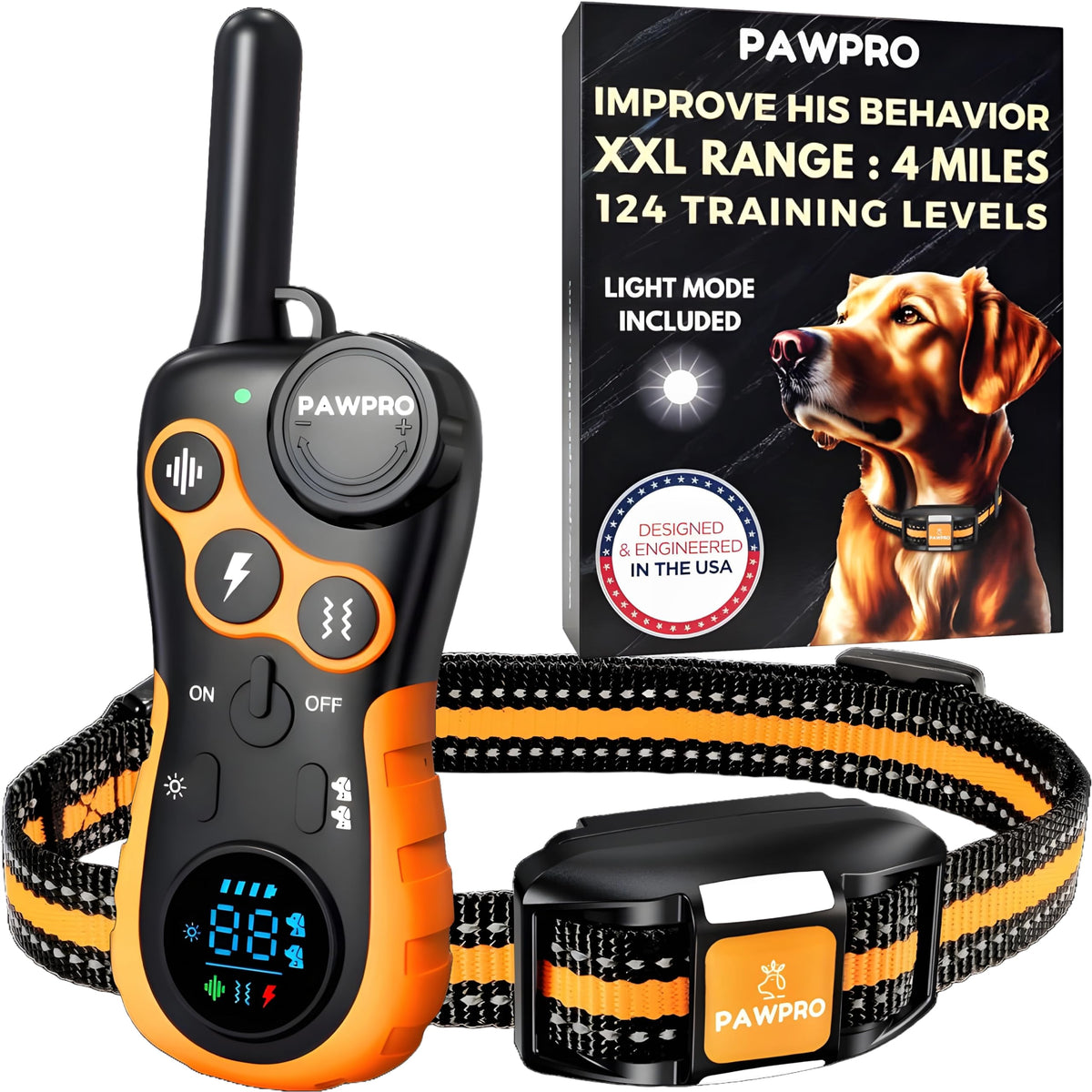 Dog Shock Collar with Remote, 4-Mile Range, Waterproof Rechargeable B841325