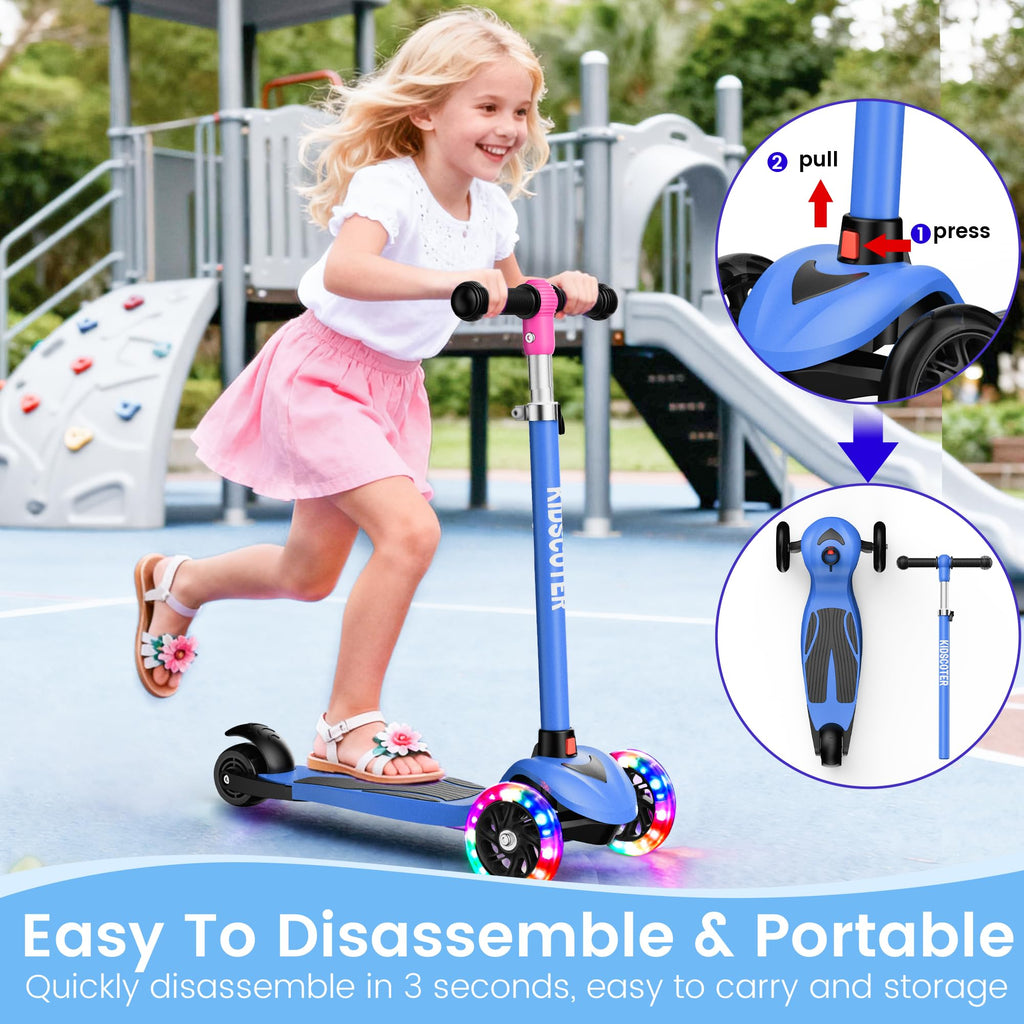Multicolor 3 Wheel Kids Scooter with LED Light-Up Wheels W558