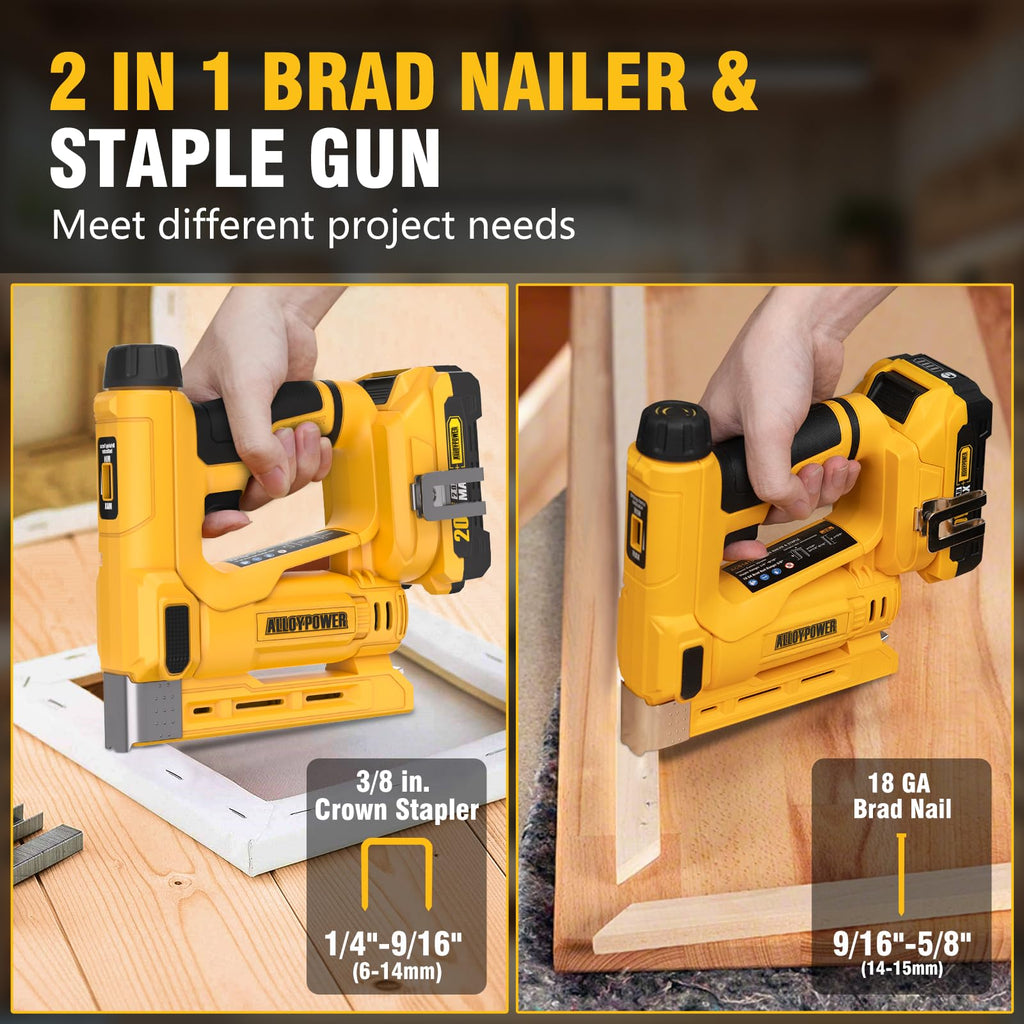 3/8'' Crown 18 Gauge 2 in 1 Cordless Brad Nailer/Electric Stapler with Battery & Charger G75160