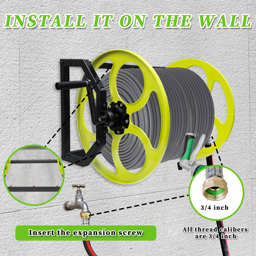400FT Wall/Floor Mount Garden Hose Reel with Crank R181064