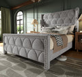 Queen Size Velvet Upholstered Platform Bed Frame I658