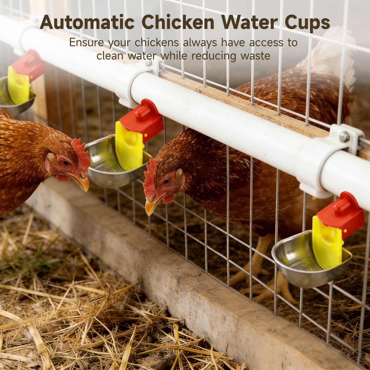 12 Pcs Stainless Self-Filling Chicken Water Cups G79790