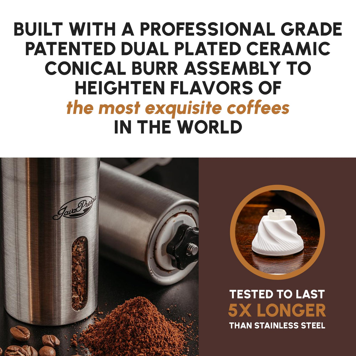 Manual Stainless Steel Conical Burr Coffee Grinder B1025