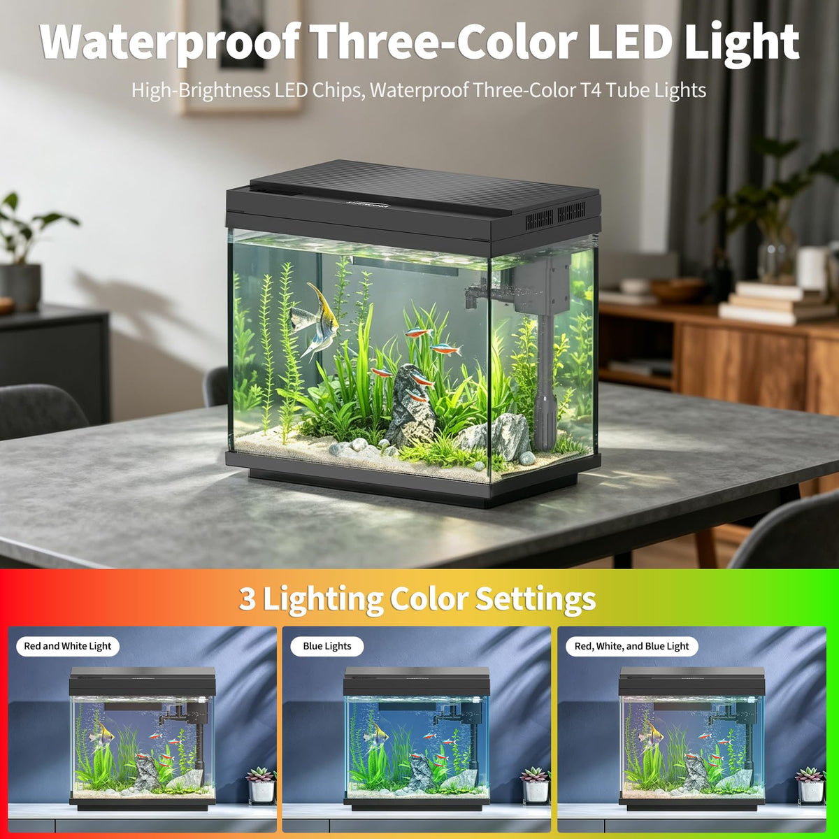 3 Gal Glass Fish Tank Kit with Filter & Light O142
