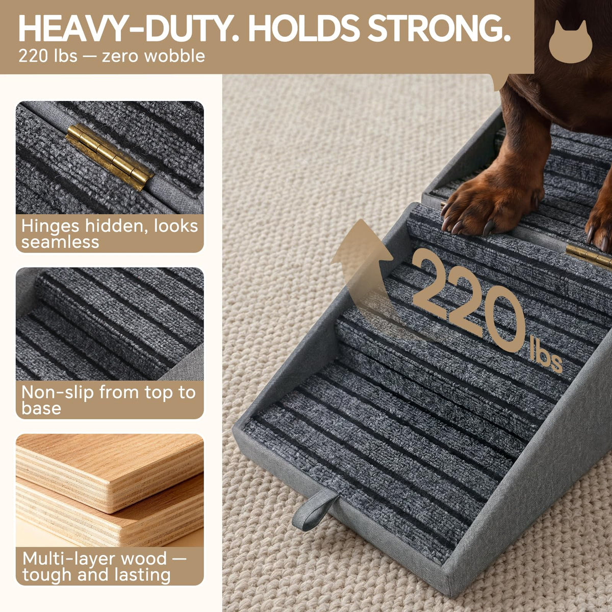 2-in-1 Wooden Pet Stairs & Ottoman D569