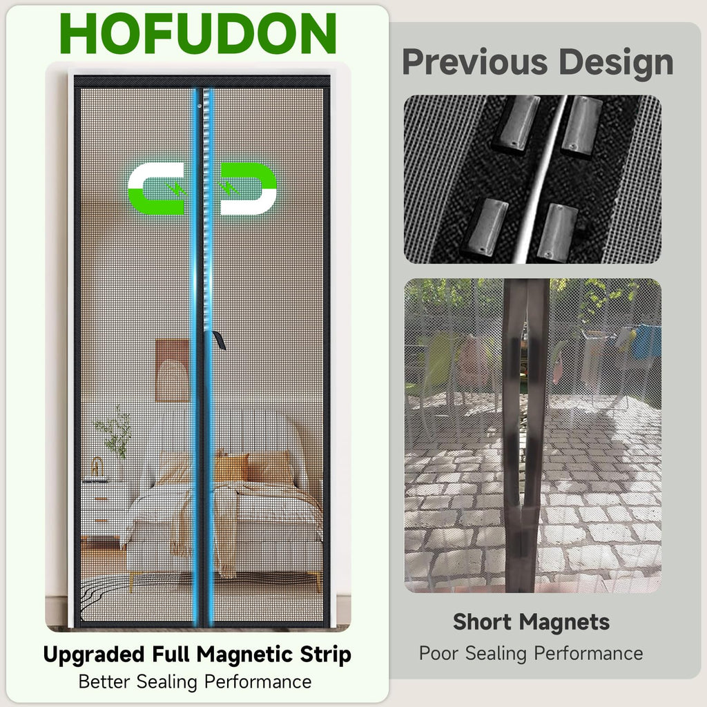 Magnetic Screen Door Fiberglass Mesh 32 x 80 Inch Black H14347