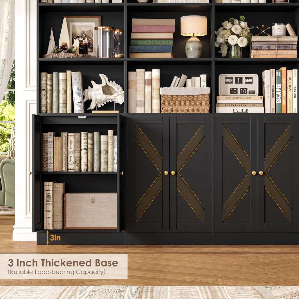 72.8" Black Bookshelf with 8 Doors T501881