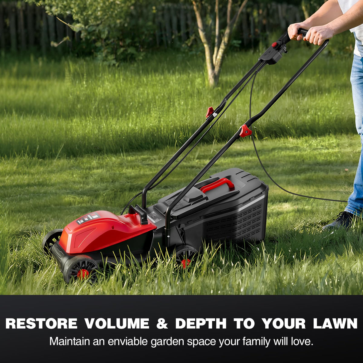 14" Corded Electric Lawn Mower with 3-Position Height Adjustment E112