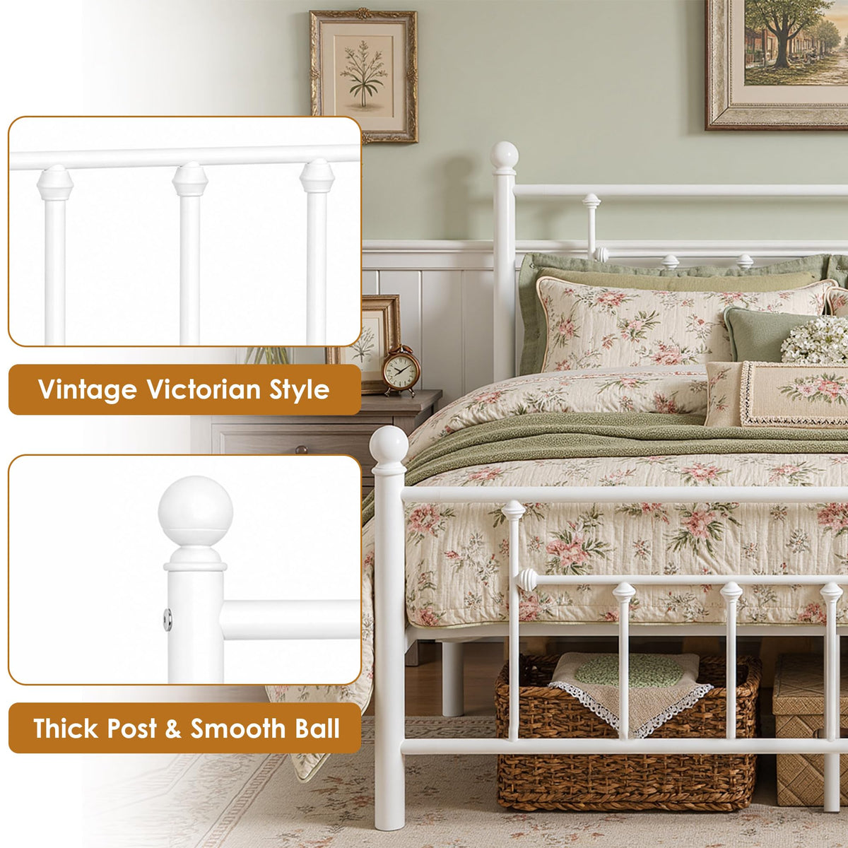 Full Size Metal Platform Bed Frame with Headboard and Footboard O82389