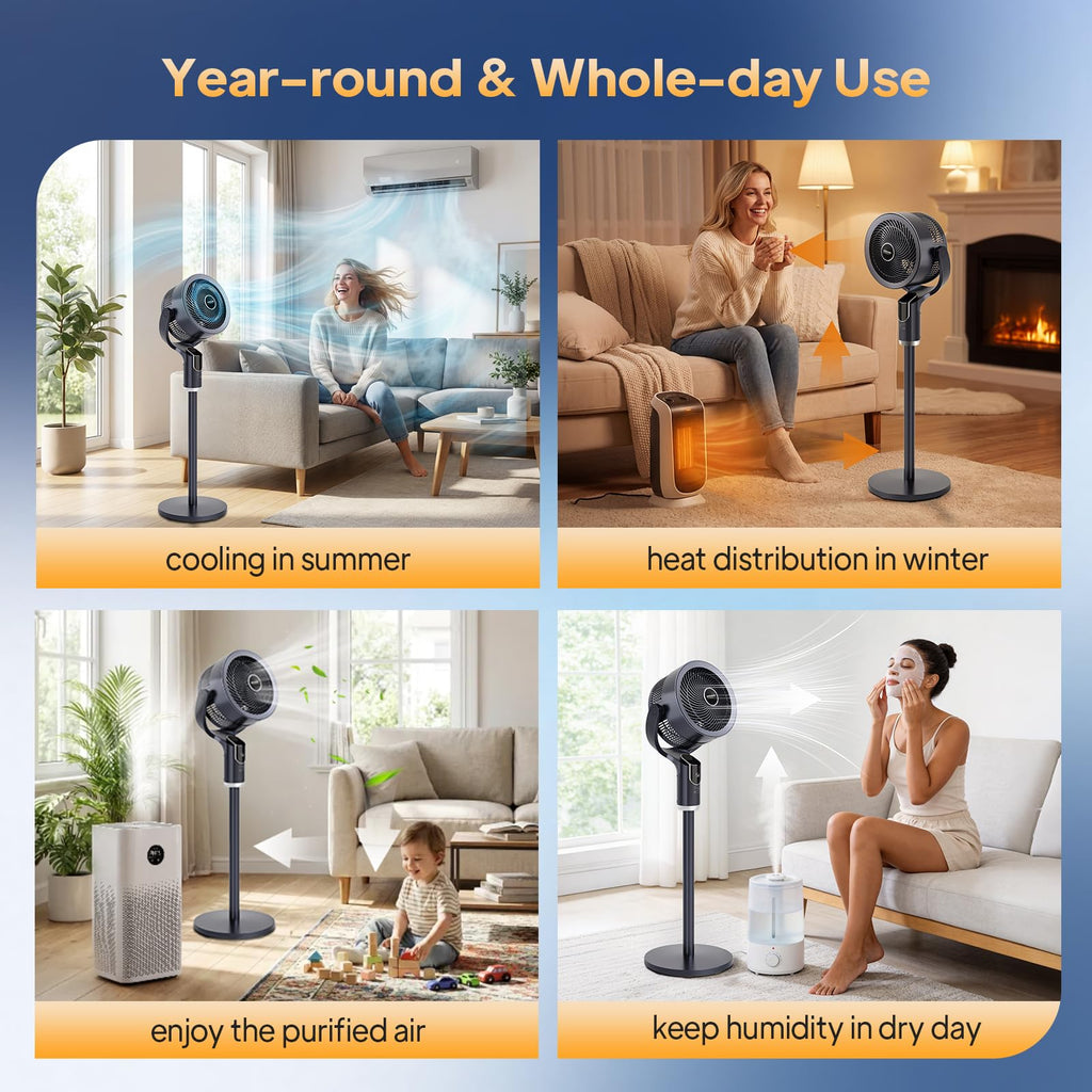 3-in-1 Pedestal Tabletop Fan with Remote Grey 2-Pack N1329