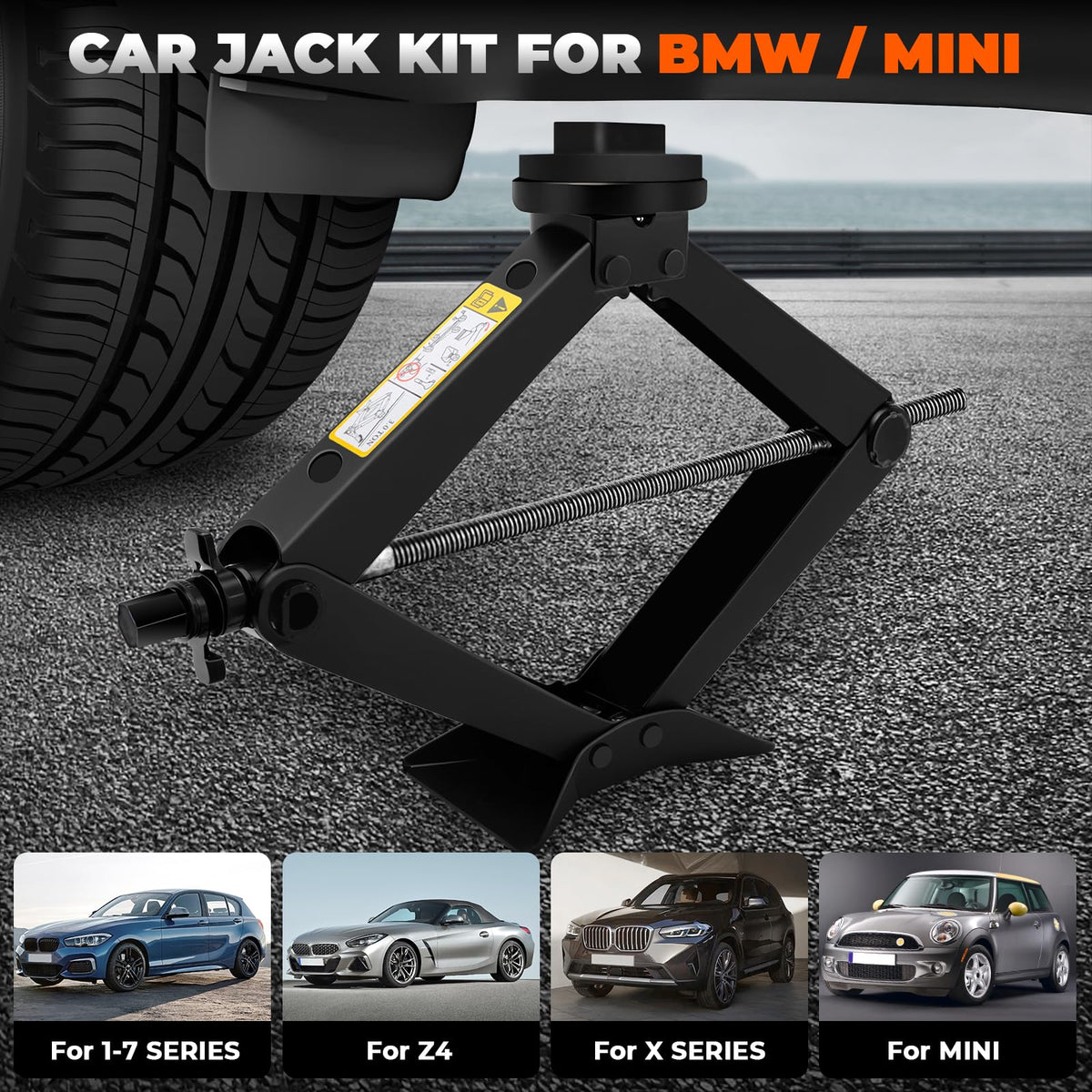 3-Ton Scissor Jack Kit with Rubber Jack Pads V44884
