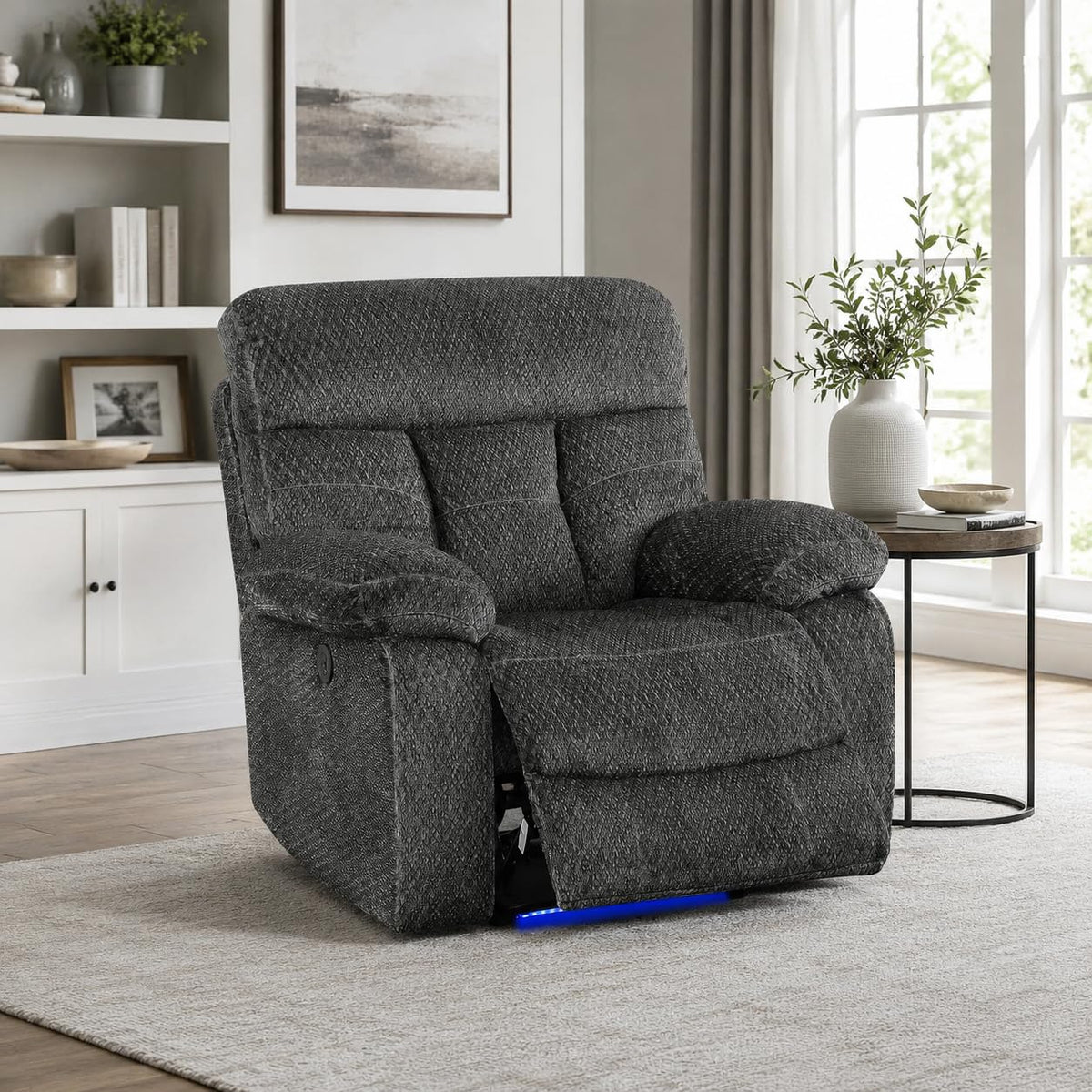 Gray Wool 3 Piece Power Reclining Sofa Set with USB Ports and LED Lights F704146