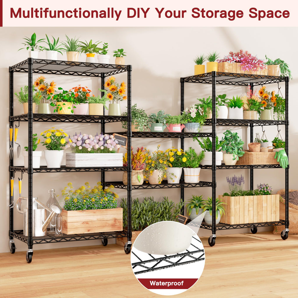 Wire Storage Rack with Wheels Metal Shelving B87396
