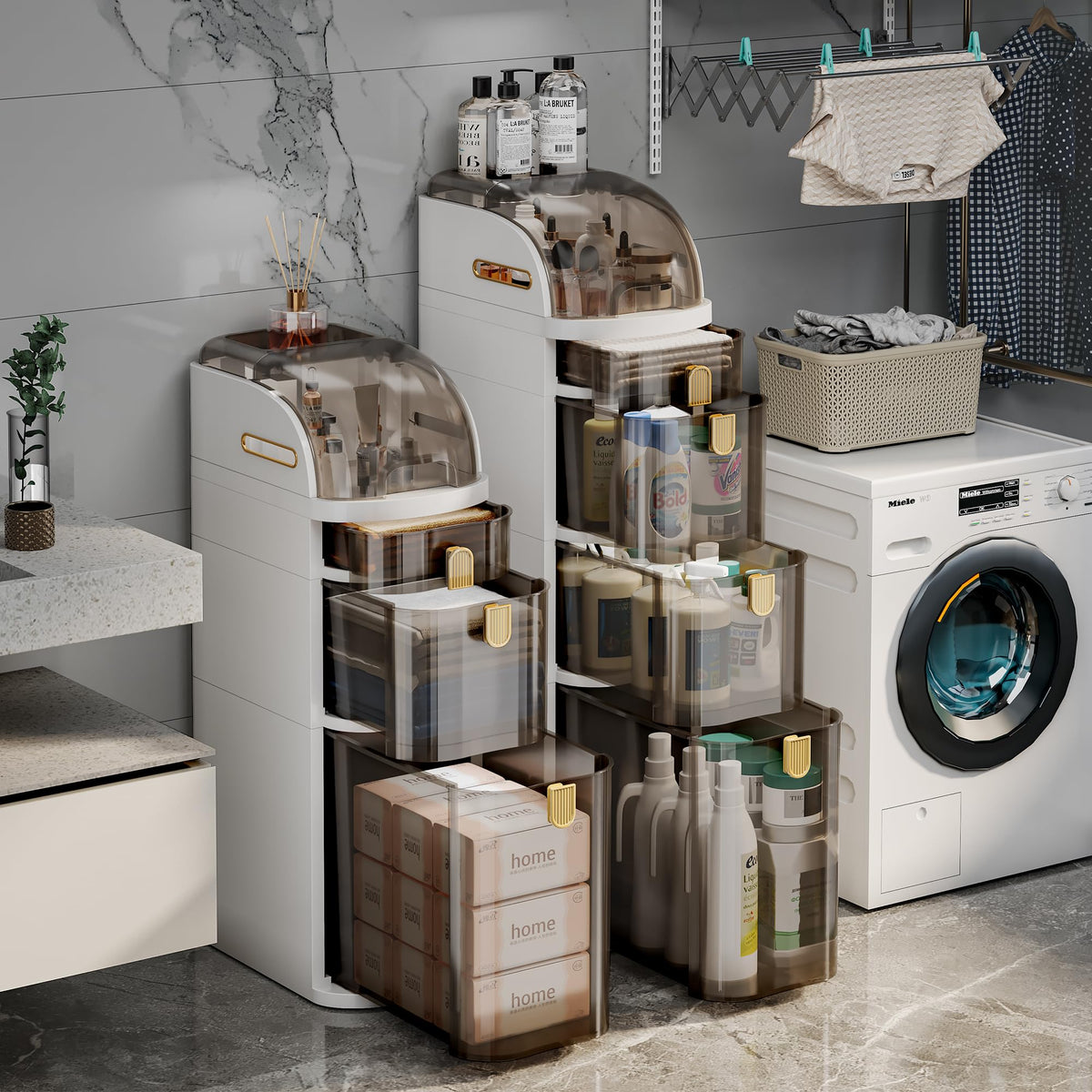 Slim Bathroom Storage Cabinet with Drawers S7895