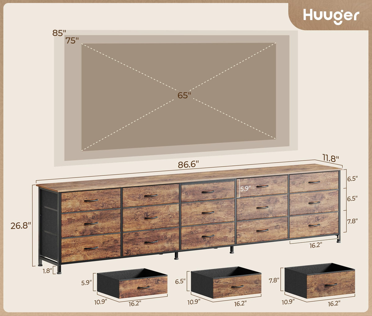86.6 Inch Long Dresser T966