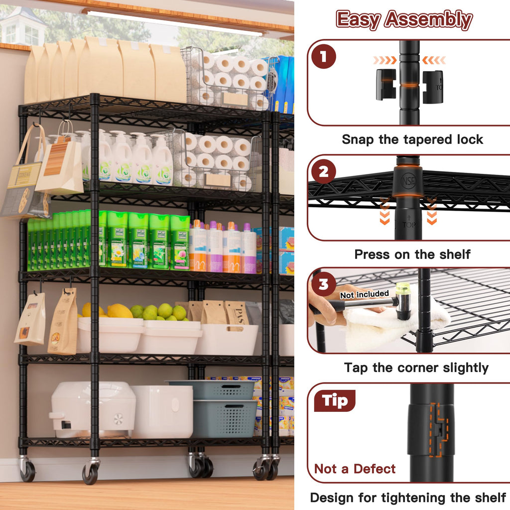 Wire Storage Rack with Wheels Metal Shelving B87396