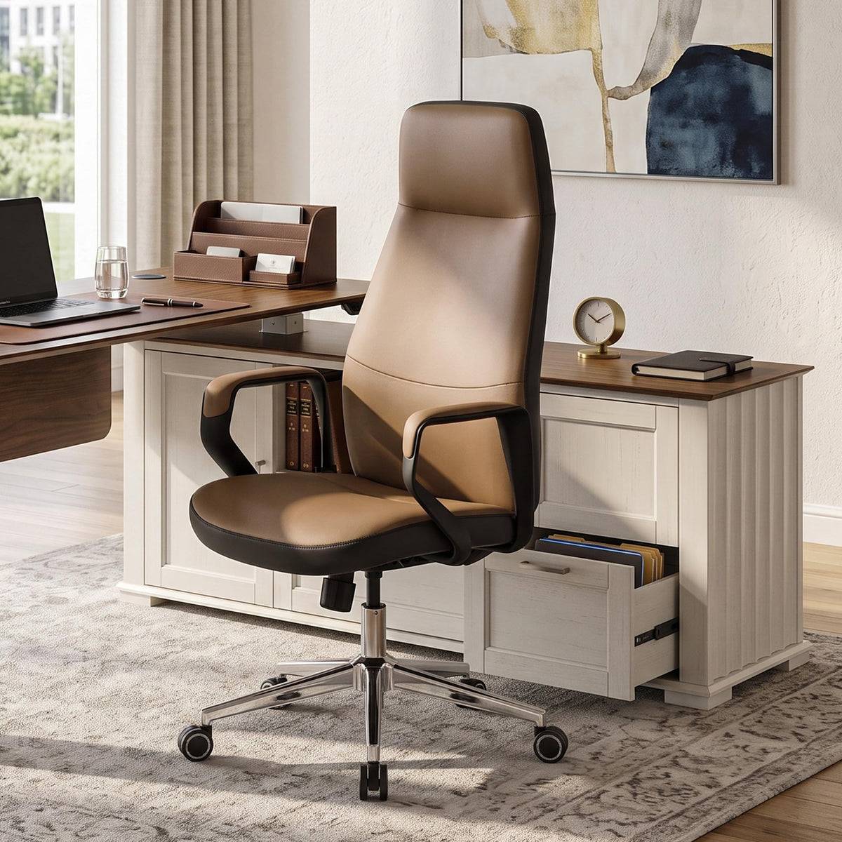 Brown Leather Executive Office Chair Q653