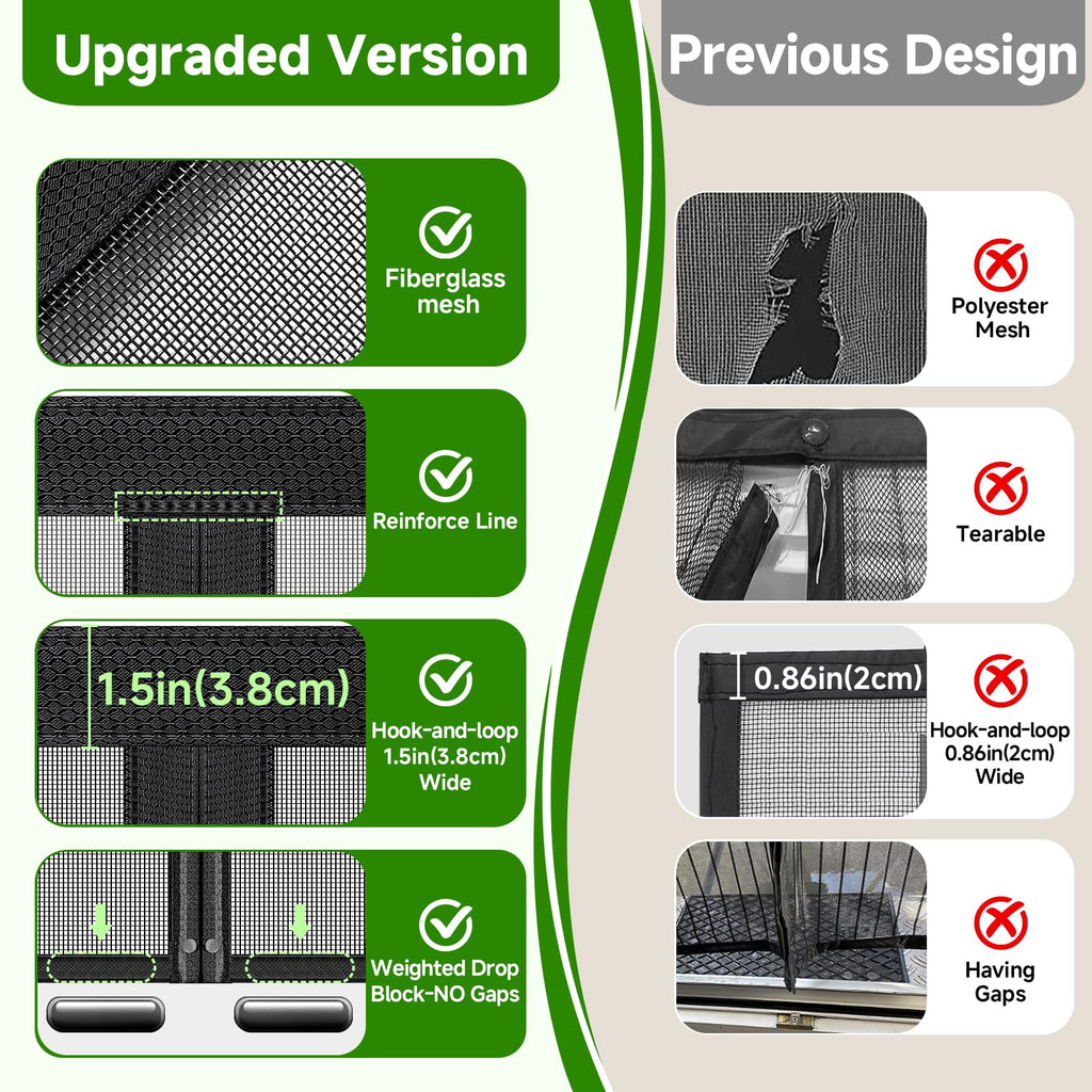 Magnetic Screen Door Fiberglass Mesh 32 x 80 Inch Black H14347