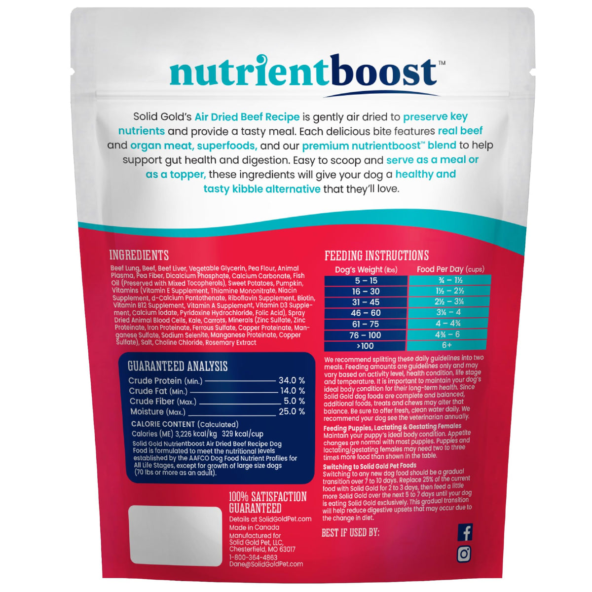 Air Dried Dog Food Topper & Treats Beef 1lb J350732