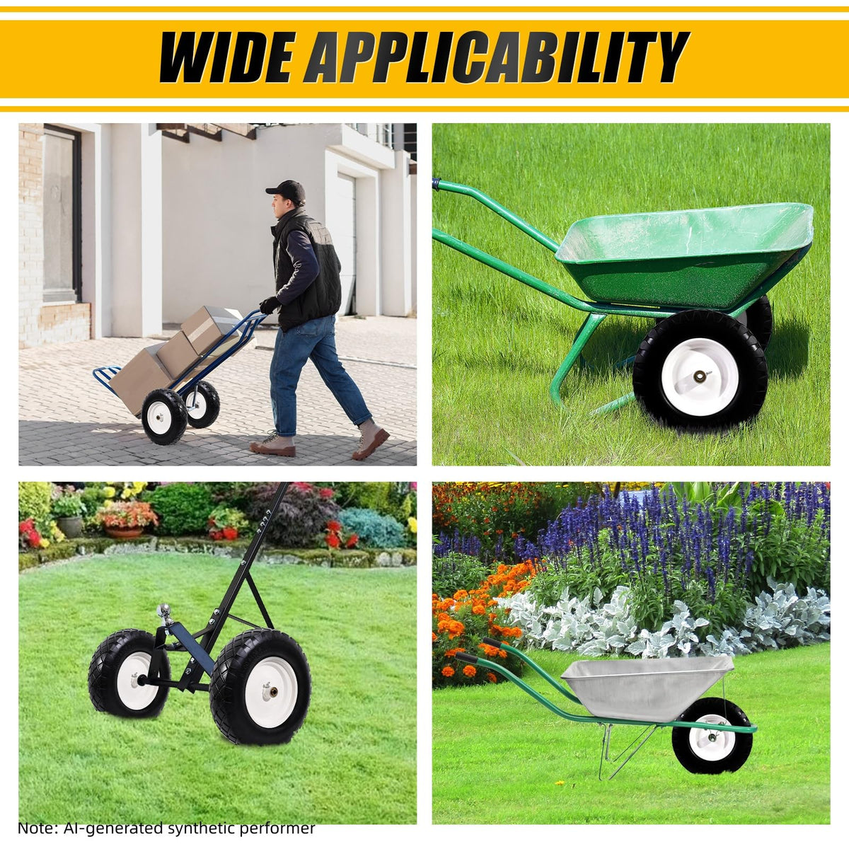 4.80/4.00-8" Flat Free Wheelbarrow Tire and Wheel G155