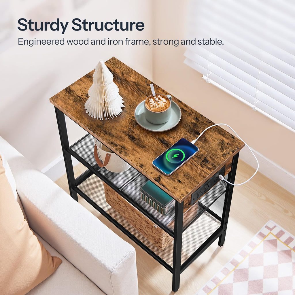 3-Tier Narrow End Table with Charging Station B20999