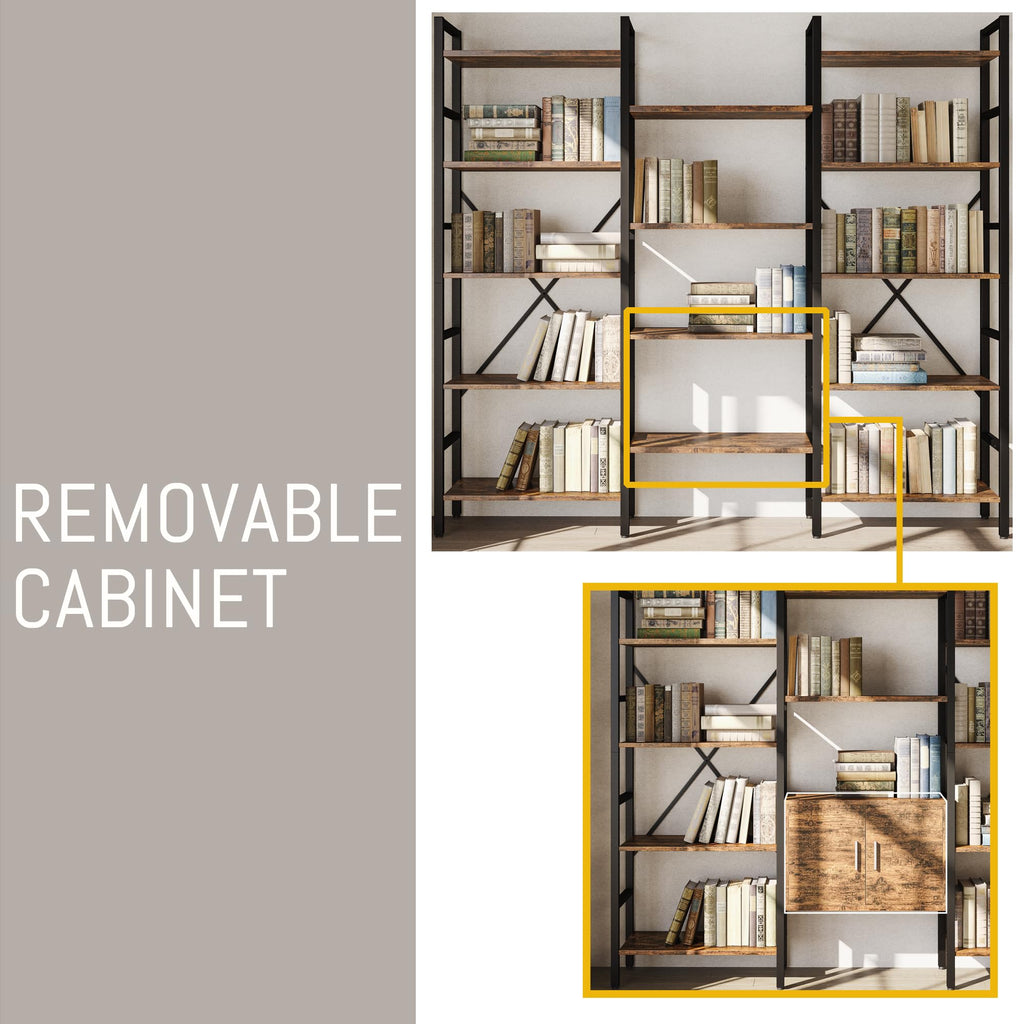 70 x 70" 5 Tier Bookcase with Storage Cabinet Rustic Brown R3981