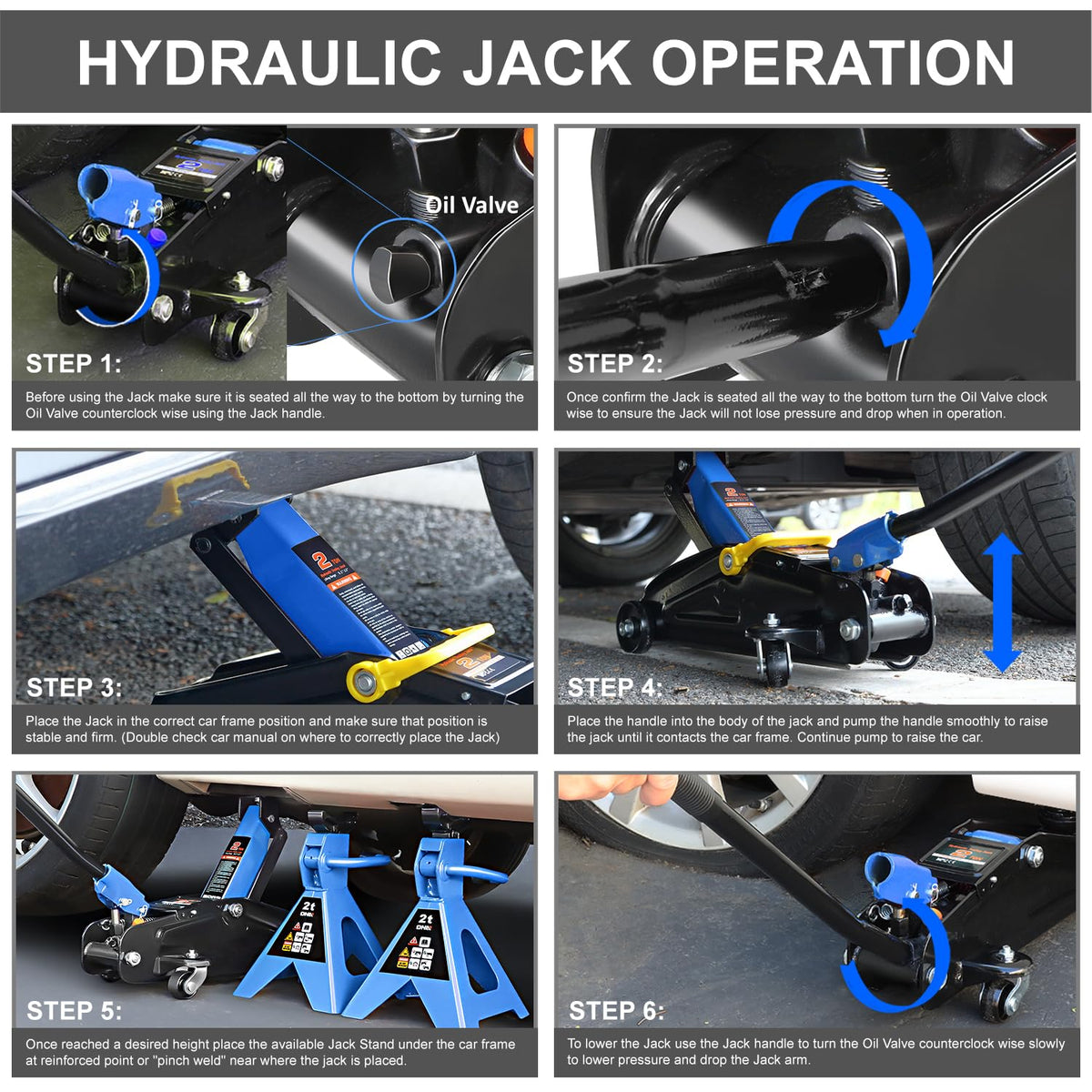 2 Ton Car Jack and Stands Kit Blue H9122