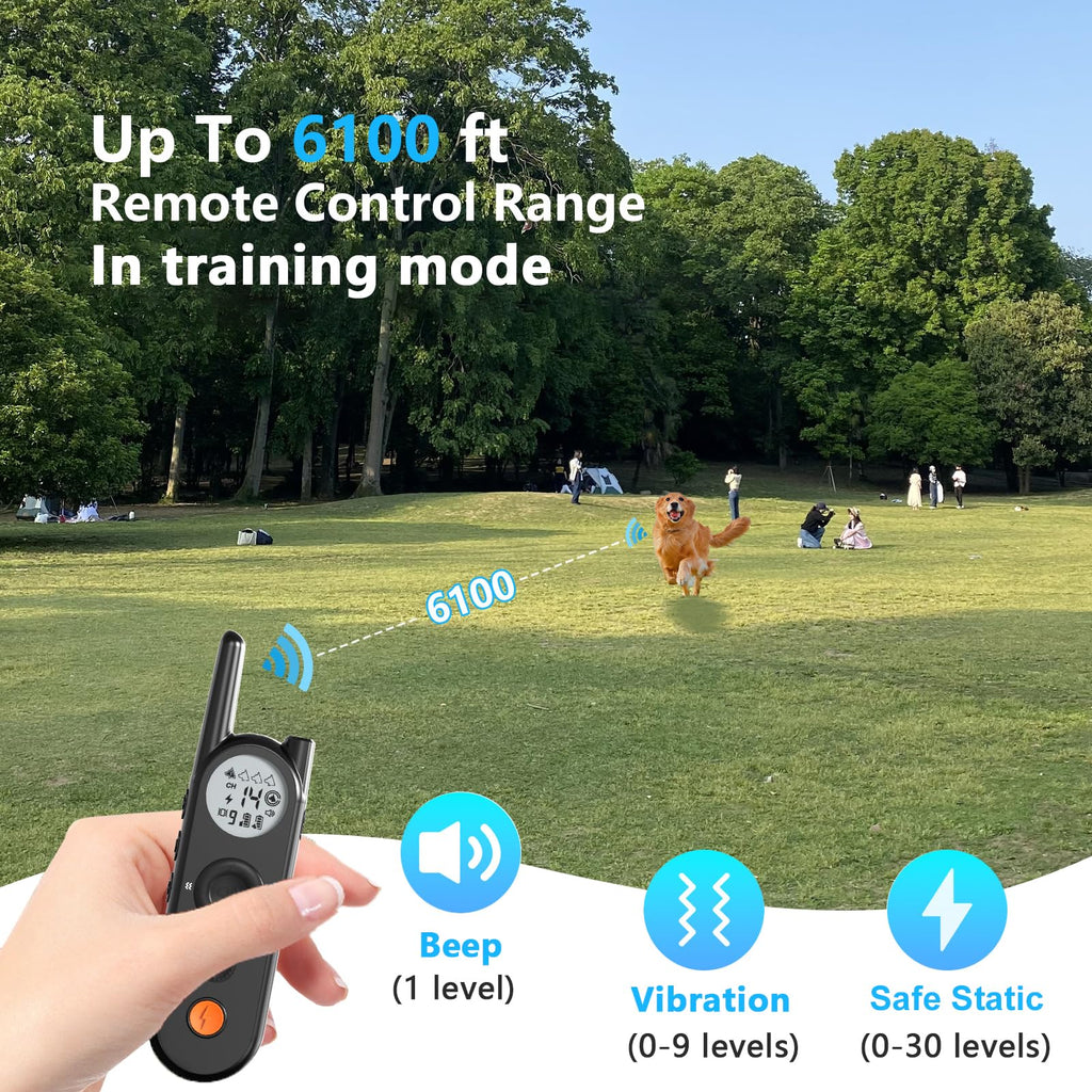 Wireless Dog Fence & Training Collar for 2 Dogs, IPX7 Waterproof, Black H8428