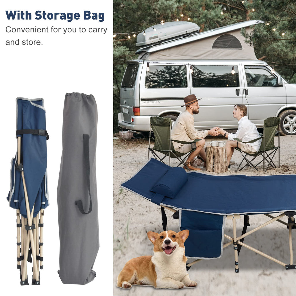Folding Camping Cot with Carry Bag Pocket Pillow K99745