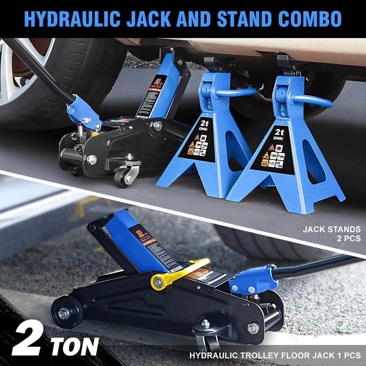 2 Ton Car Jack and Stands Kit Blue H9122