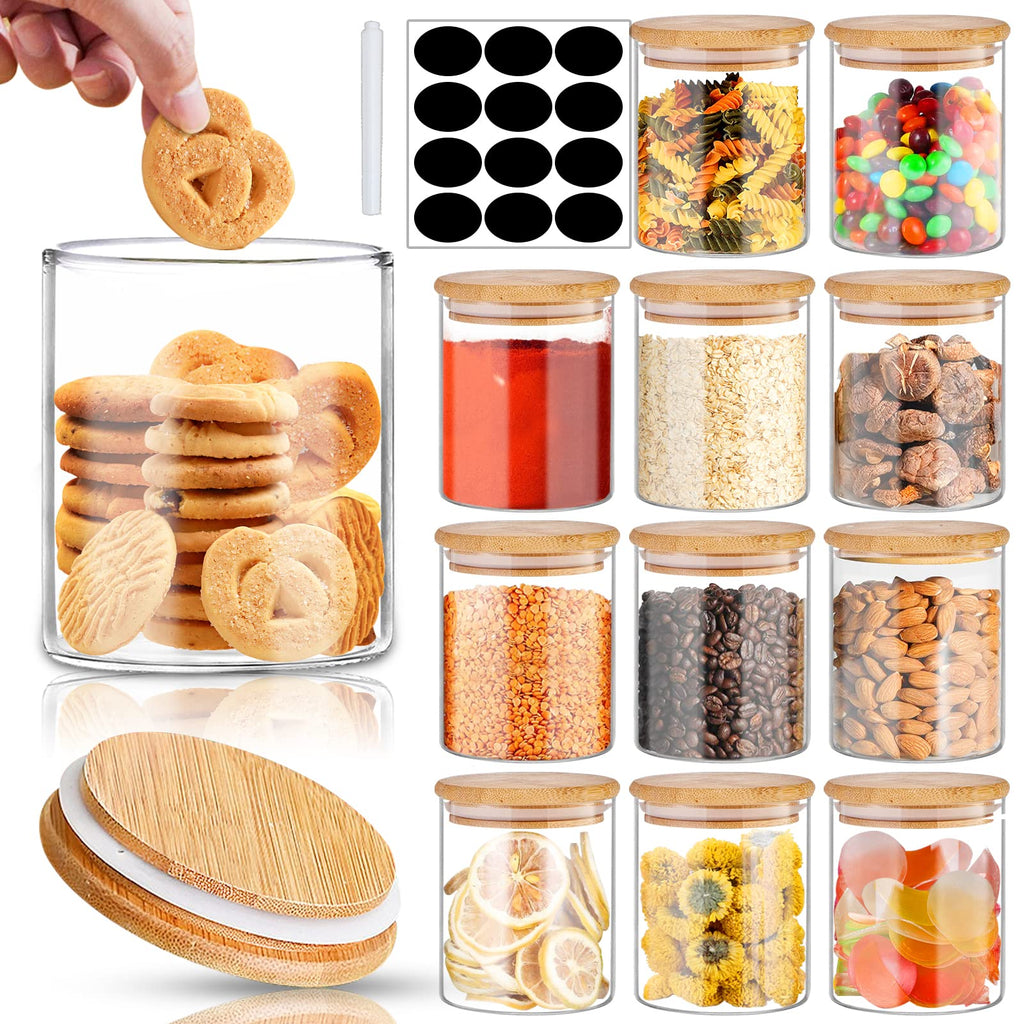 16 oz Glass Food Storage Jars with Bamboo Lids R87600