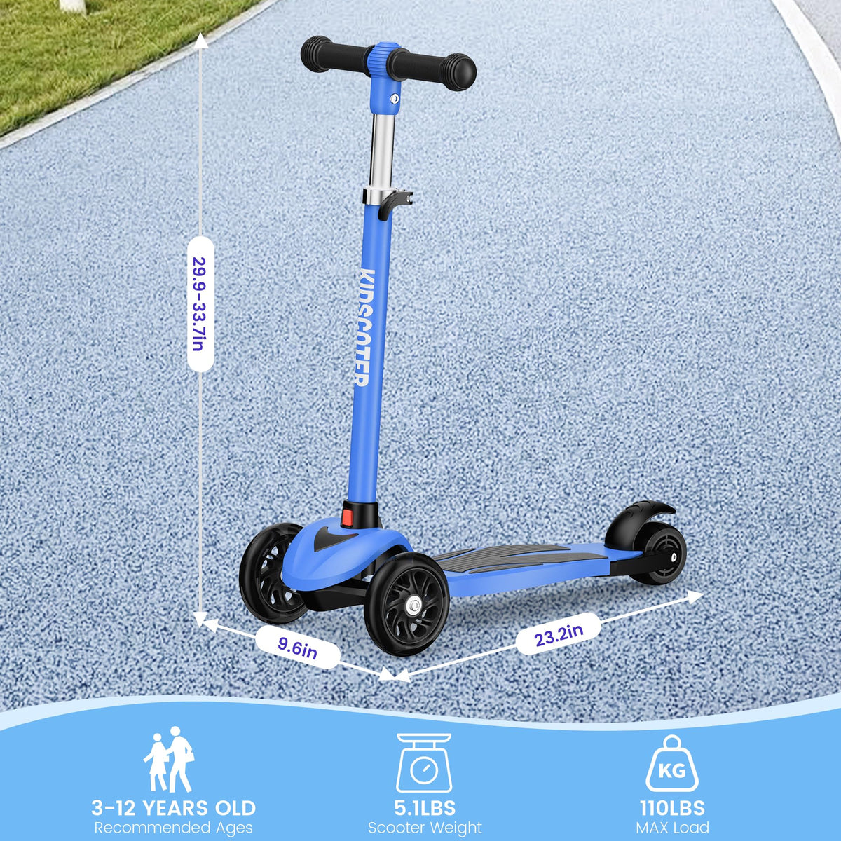 Multicolor 3 Wheel Kids Scooter with LED Light-Up Wheels W558