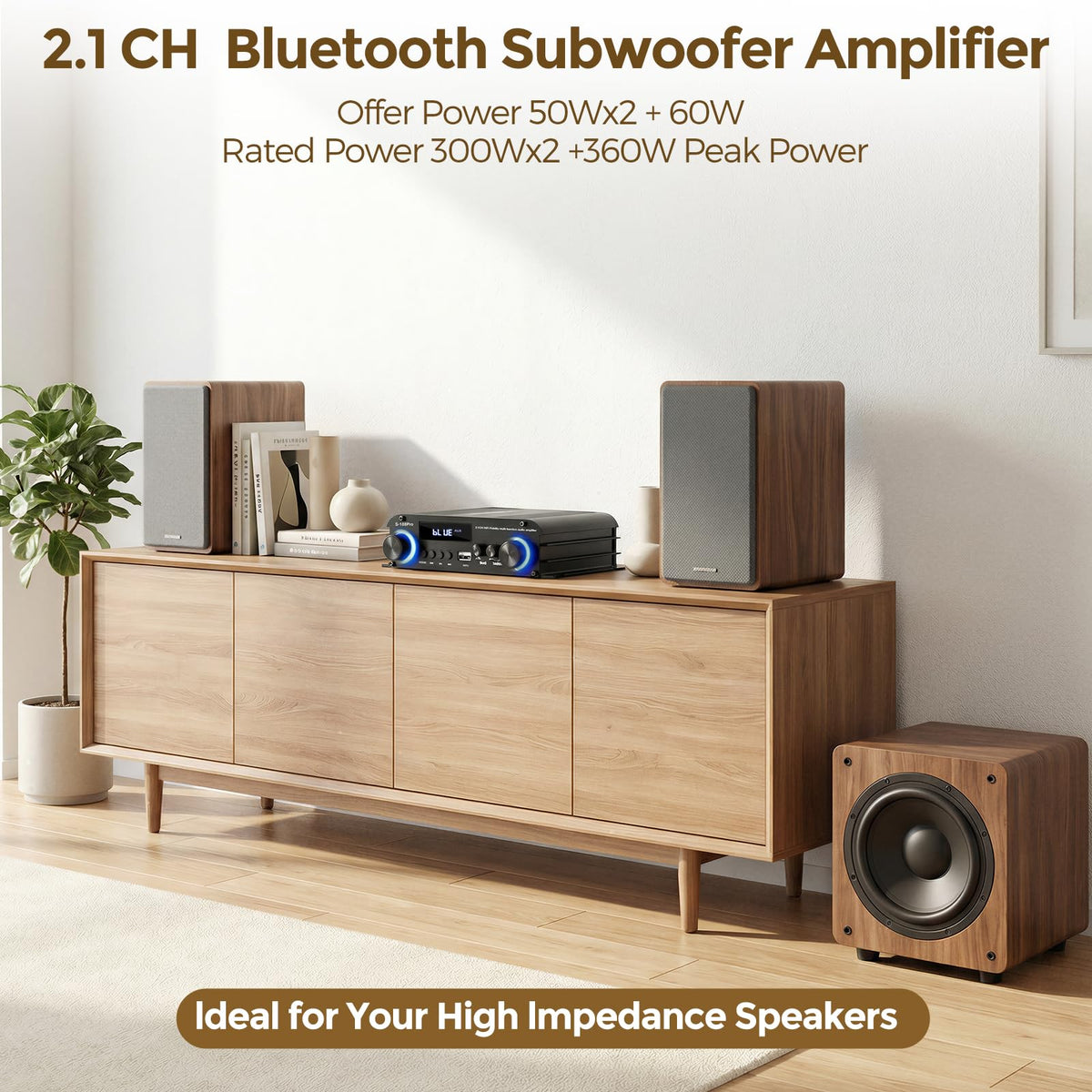 2.1 Channel Stereo Audio Amplifier Bluetooth 5.0 with Remote U978