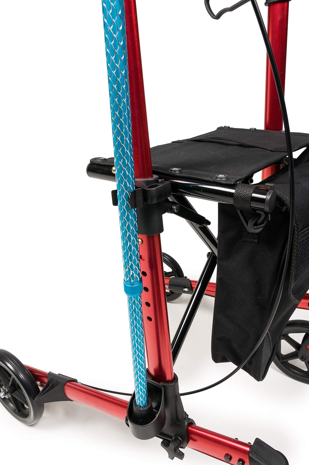 Tall Rollator Walker with Seat 8” Wheels Apple Red B94478