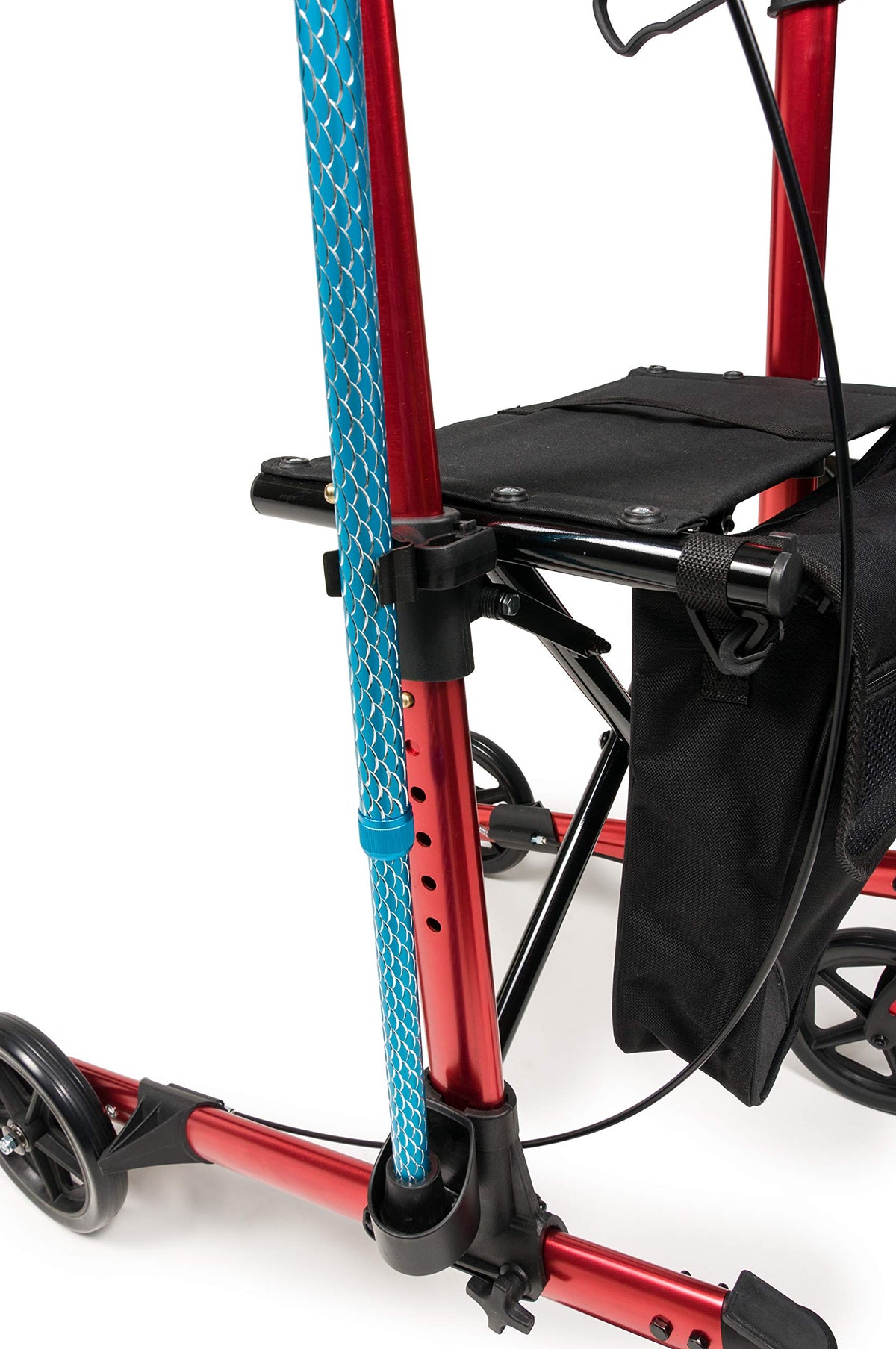 Tall Rollator Walker with Seat 8” Wheels Apple Red B94478