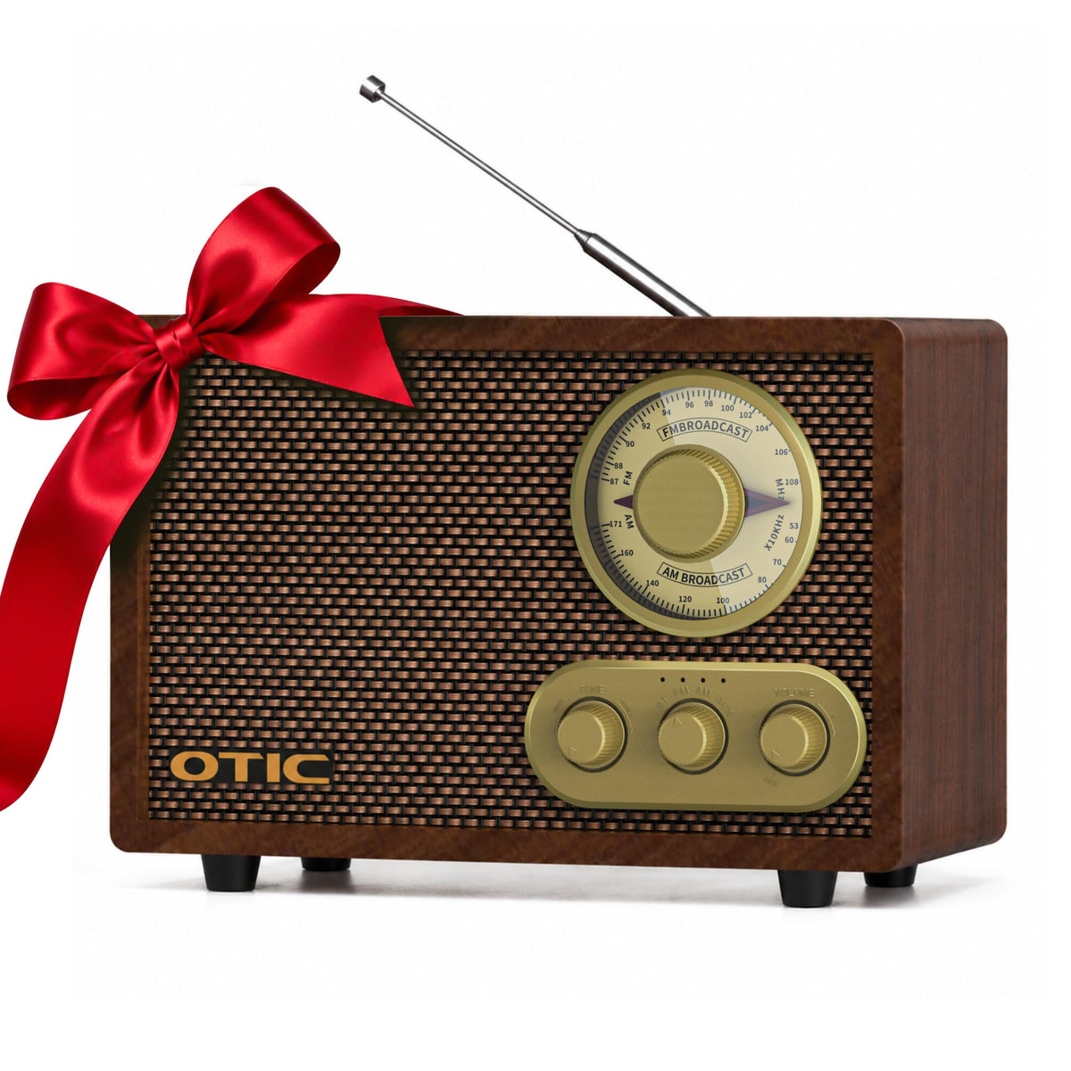 Vintage Wood AM/FM Bluetooth Radio with Speakers S951