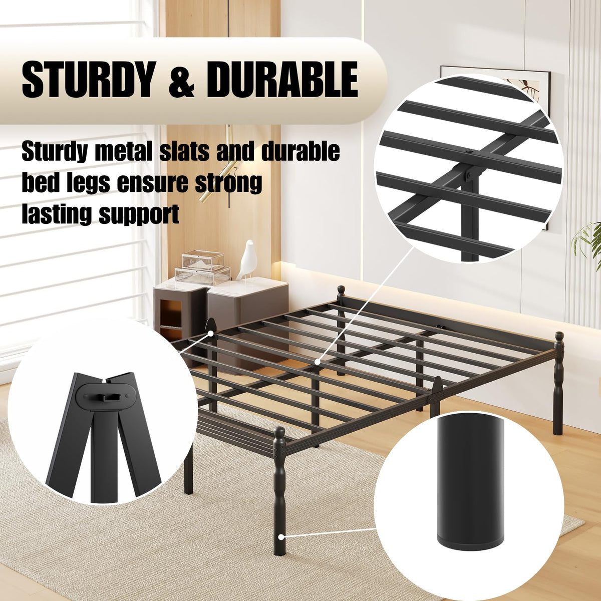 18" Metal Queen Platform Bed Frame Q62201